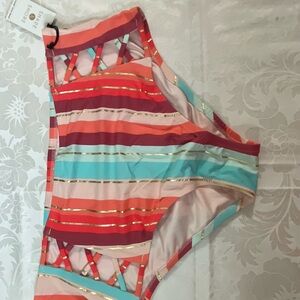 Shade & Shore Multicolor Striped Bikini Bottom